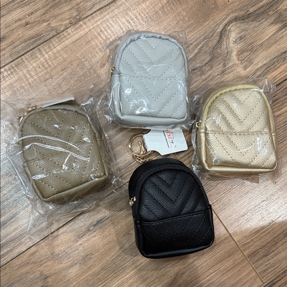 Mini Quilted Keychain Pouch w/zippered inside